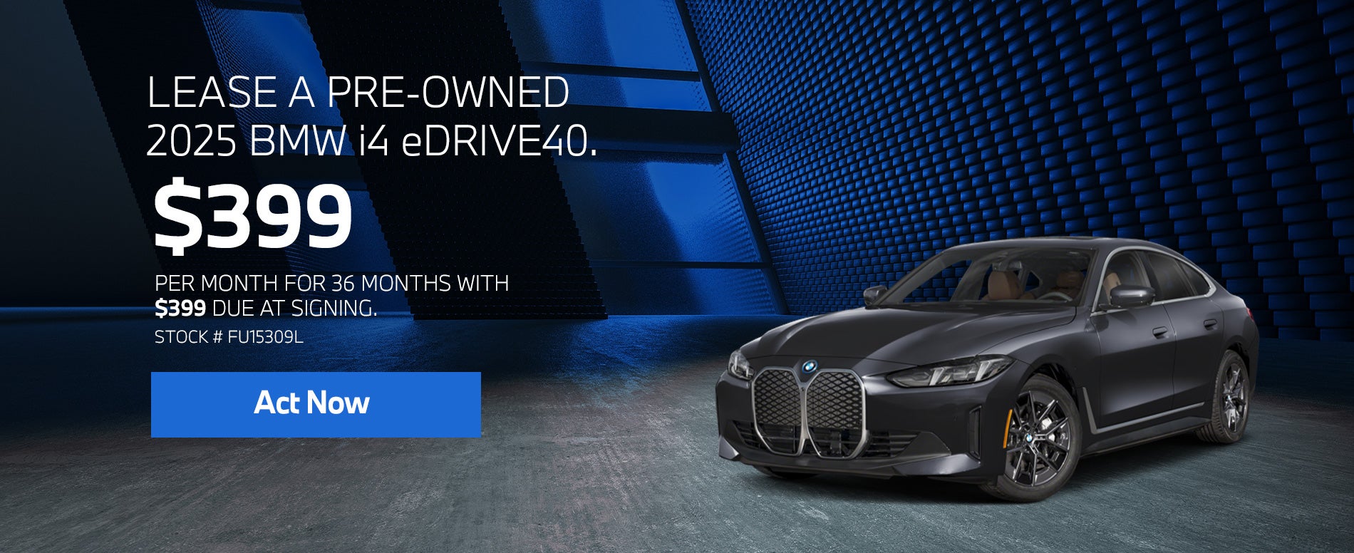 2025 BMW i4 eDrive40 Lease from $399 per month for 36 months