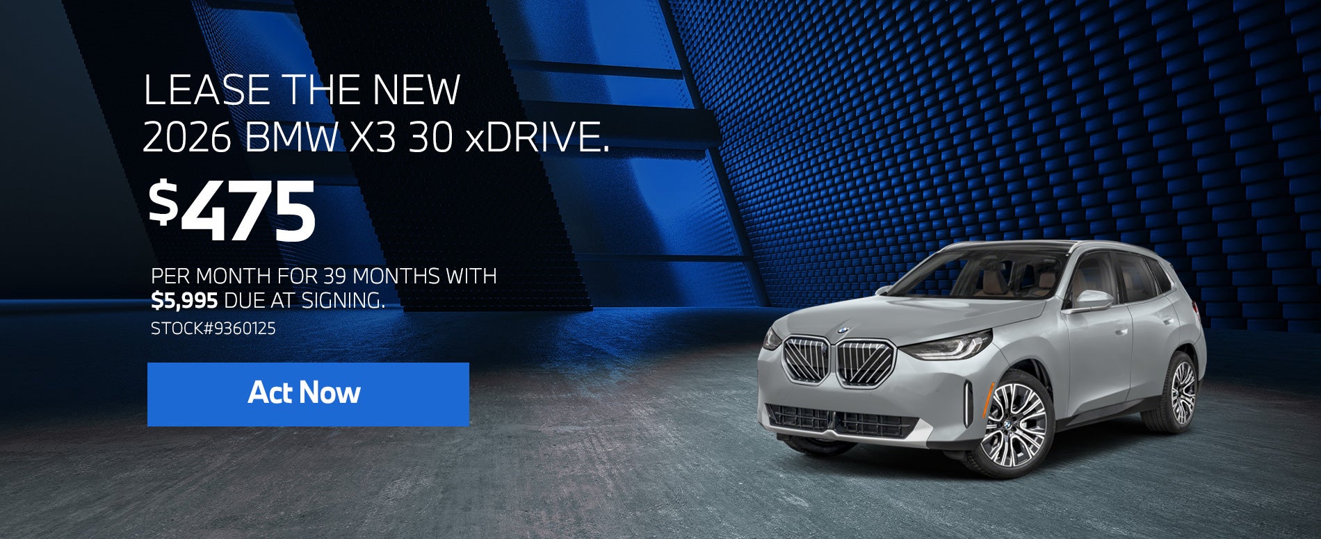2026 BMW X3 30 xDrive Lease for $475 per month for 39 months