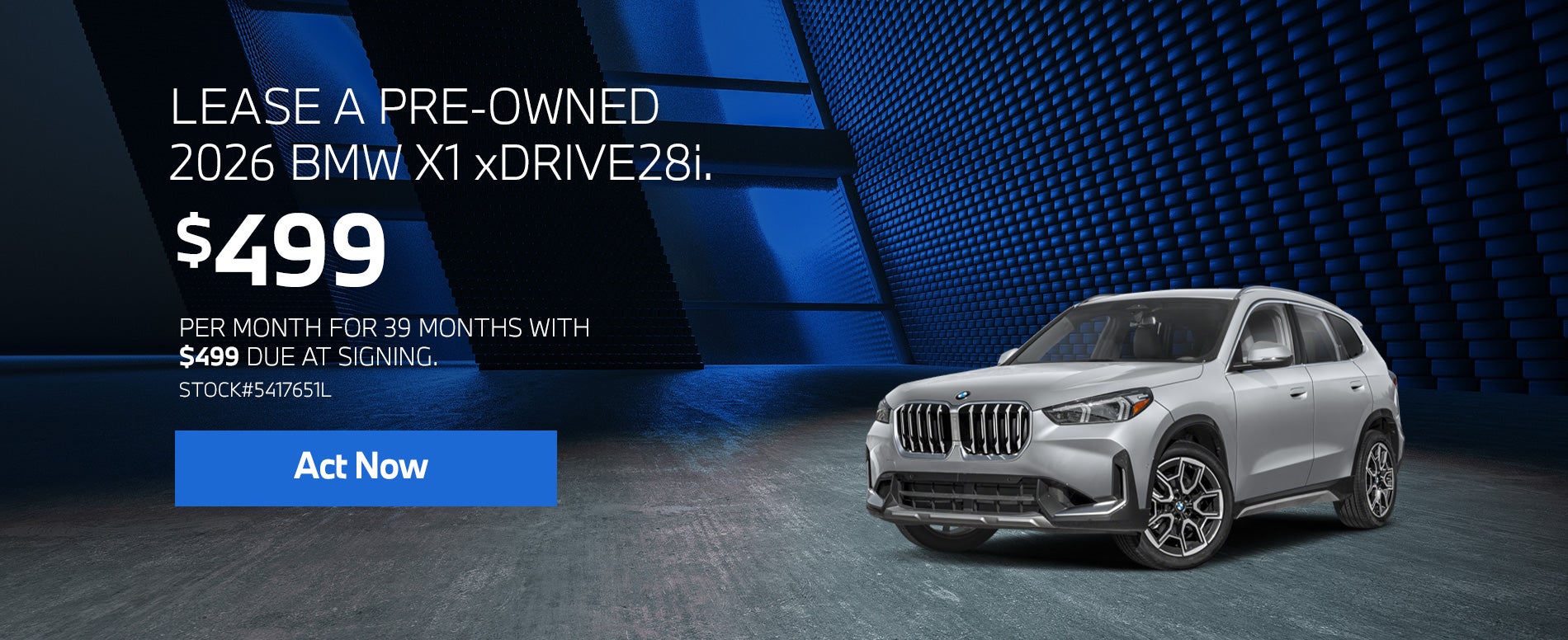 2026 BMW X1 xDrive28i Lease from $499/mo, $499 due at signin