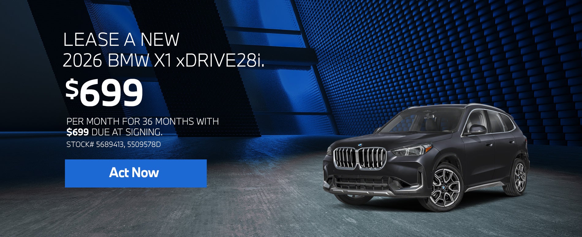 2026 BMW X1 xDrive28i Lease from $699/mo, $699 due at signin