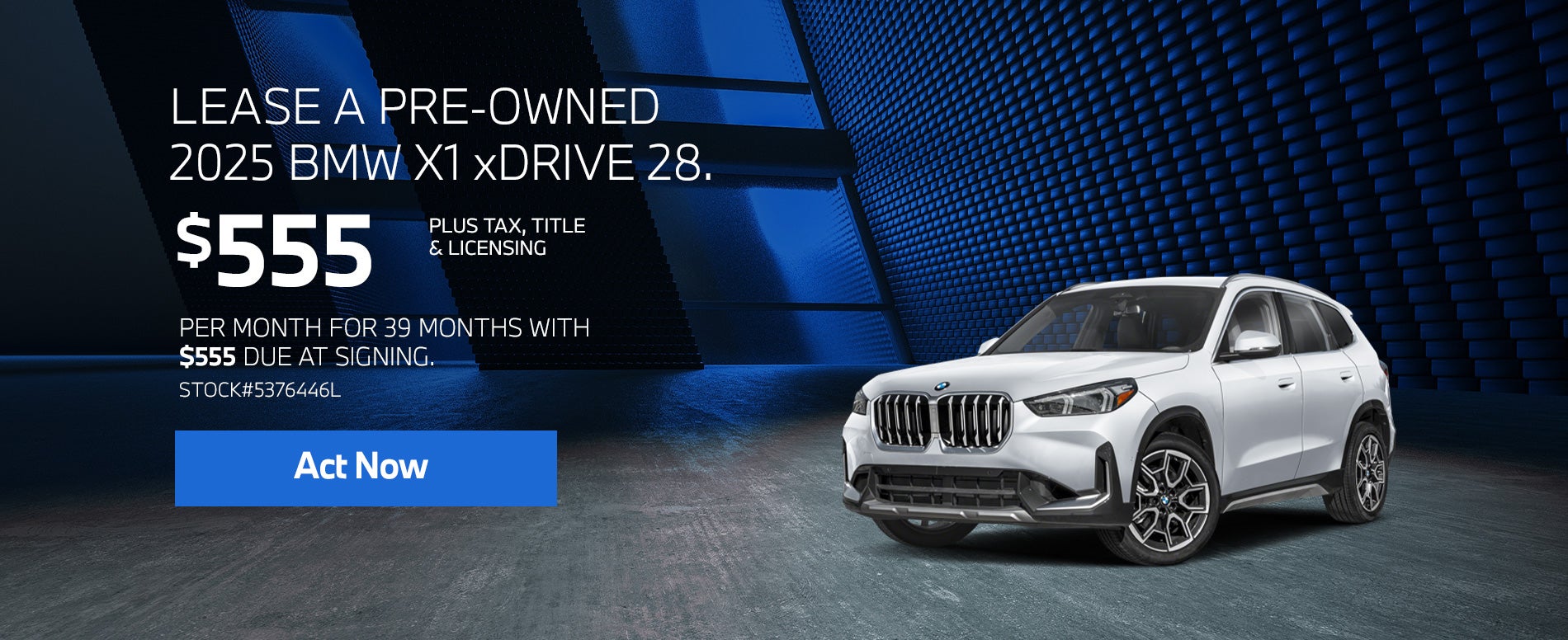 2025 BMW X1 xDrive28i Lease from $555/mo, $555 due at signin